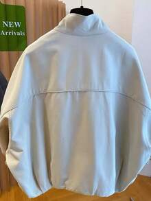 2025 New Arrival Loose Casual Striped Lining Stand Collar Short Windbreaker Jacket For Women, European And British Style