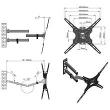 Full Motion TV Wall Mount For Most 26-55 Inch TVs, Articulating Arms Swivel And Tilt Tv Mount, Wall Mount Brackets Max VESA 400x400, Holds Up To 77 Lbs. - 黑色 - 查看 3