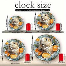 1 Piece Quirky Water Buffalo And Orange Fruit Wall Clock - Modern Farmhouse Style Decoration, Green Leaf Background - Silent Quartz Movement No Ticking Sound - Wooden Frame Clock, Suitable For Living Room, Kitchen, Office - Perfect Christmas Thanksgiving Housewarming Gift - Batteries Not Included - Home Decoration, Artwork, High-Quality Craftsmanship, Unique Design