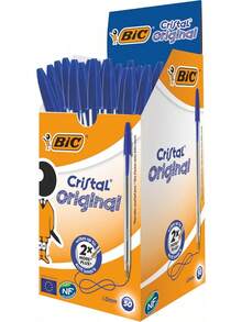 BIC Cristal Original Ballpoint Pens, Medium Point (1.0 Mm) Every-Day Writing Pens With Clear Barrel, Blue, Box Of 50 - 1 cái (Gói 50 cái) - Xem 5