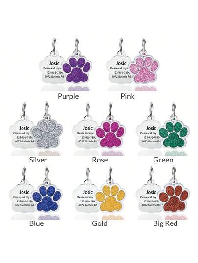 Customized Paw Print Dog Tag - Personalized Pet ID Tag, Engraved, Custom Dog Tag, Paw Print Pet Tag, Personalized Dog Tag, Engraved Paw Print Collar Tag, Small Dog Accessories, Pet Name Tag, Puppy ID Tag, Paw Print Dog Tag, Cute Pet Collar Accessories, Customized Engraved Pet Tag, Bone Paw Print Shaped Collar Tag, Suitable For Small Dogs And Puppies