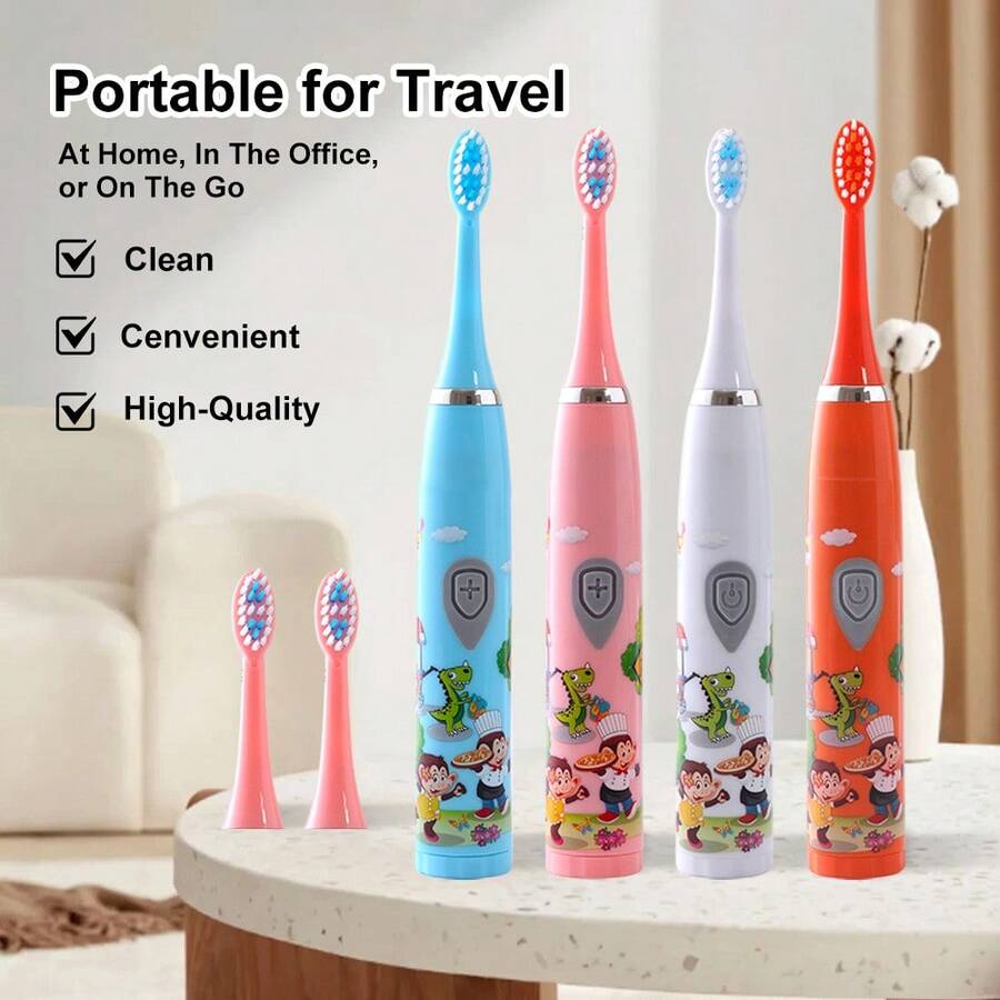 Cepillo de dientes eléctrico, cepillo de dientes eléctrico para adultos con 3 cabezales de cepillo, diseño ergonómico, adecuado para uso en el hogar, viajes y uso diario - Azul - Ver 1