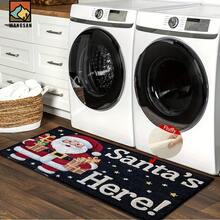 1 pieza/2 piezas Alfombra de baño con estampado de cascanueces navideño, de material de imitación de cachemira con decoración esponjosa, apta para baño, entrada, cocina y otras ocasiones, lavable a máquina, decoración navideña, se puede regalar - Multicolor - Ver 7