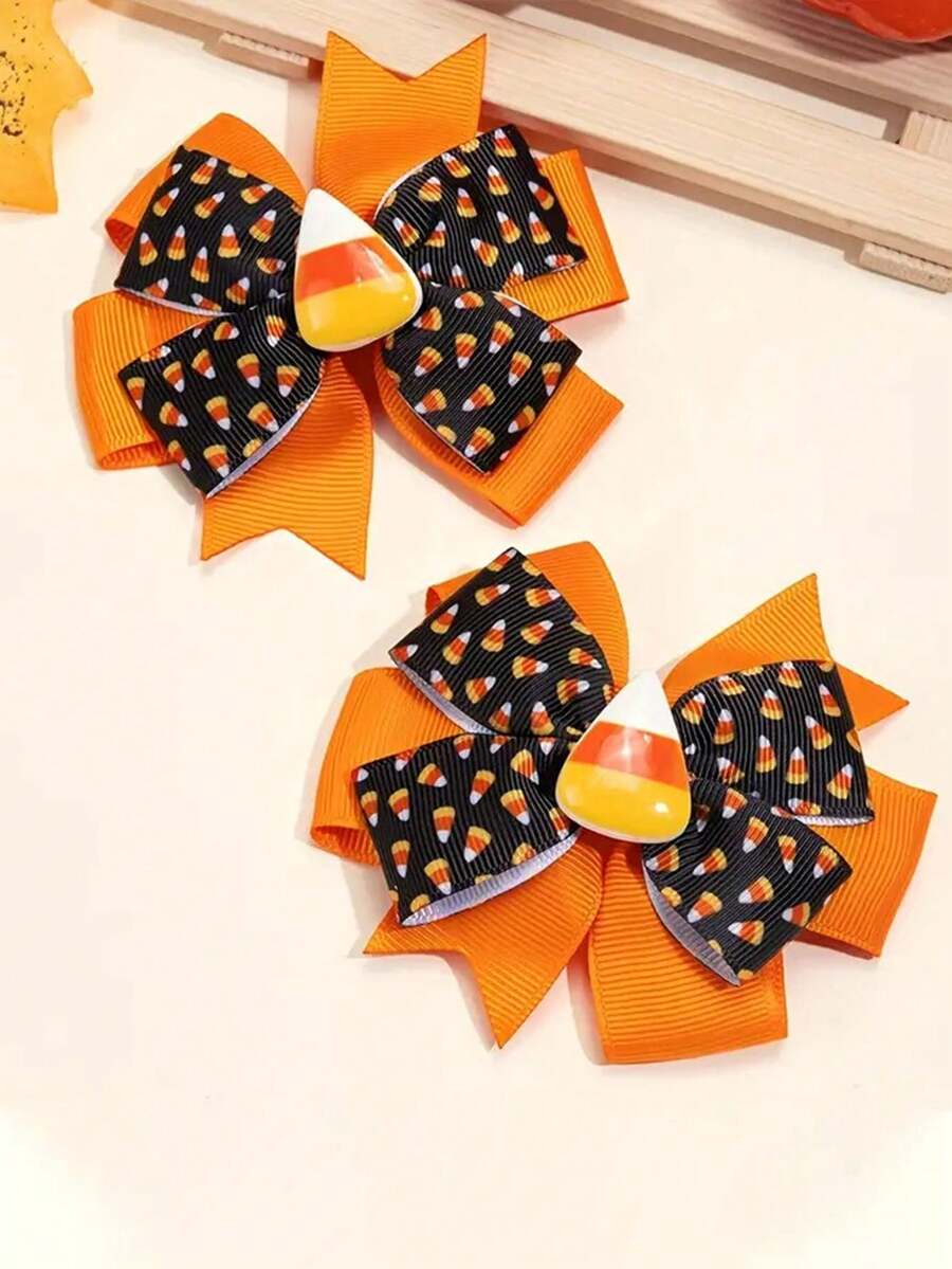 1pc Thanksgiving Corn Candy Hair Clip, Mixed Color Design, Polyester Material, Cute Autumn Hair Accessory, Fashion For Party, Suitable For Teenagers, Girls Costume Accessory, Autumn/Winter Season