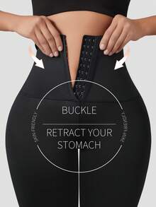 1 Quần tập yoga mới có nút, định hình eo và bụng, mặc ngoài trời thường ngày, quần 3/4 đa năng cho mùa xuân/hè/thu/đông - màu đen - Xem 2