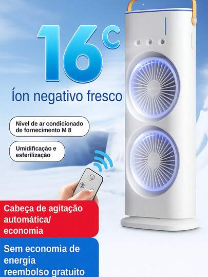 Portátil Climatizador Camada Ventilador Dupla Umidificador Hélice Giratório RGB Ar C/ Reservatório