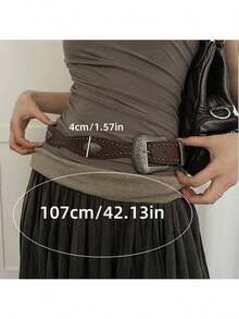 Vintage Western Style Brown Rivet Belt, Floral Waist Rope Design, Suitable For Skirts And Jeans - Multicolor - View 6