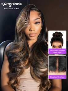 MEGALOOK #30 Highlight Color Upgrade 360 Lace Body Wave With Drawstring Cap 100% Human Hair 18-30 Inch 180% Density Pull & Go Pre-All Glueless Wigs Transparent Lace Frontal Wig Free Part 1BP30 Colored Wigs Lightweight Adjustable Cap - Soft & Stretchable All-Day Comfort Minimal Shedding - 100% Virgin Human Hair Wig Undetectable Natural Hairline Wig For - Bridal Christmas Party Date Night Glam Vacation Ready