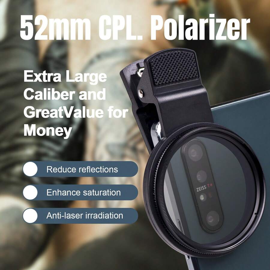 مشبك فلتر عدسة الهاتف CPL لفنان الوشم، فلتر مستقطب مضاد للتوهج لتصوير أعمال الوشم، ملحق كاميرا الهاتف الذكي - متعدد الألوان - مشاهدة 1