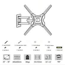 Full Motion TV Wall Mount For Most 26-55 Inch TVs, Articulating Arms Swivel And Tilt Tv Mount, Wall Mount Brackets Max VESA 400x400, Holds Up To 77 Lbs. - 黑色 - 查看 10