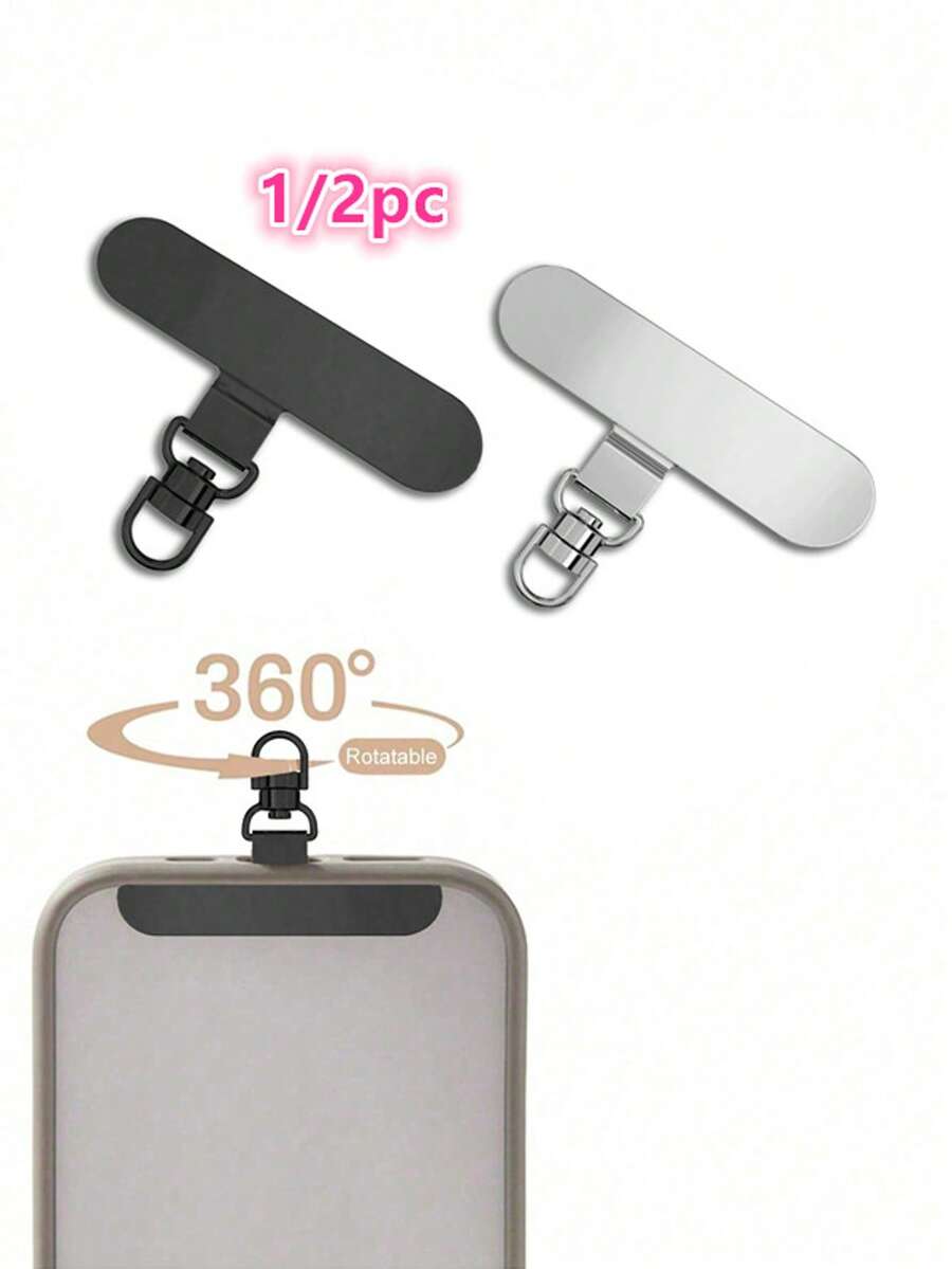 2pcs Rotatable Stainless Steel Phone Clip With Ultra-Thin Metal Pad & Secure Lanyard, Multi-Pack - Mobile Phone Holder Accessory With 360° Swivel - Multicolor - View 1