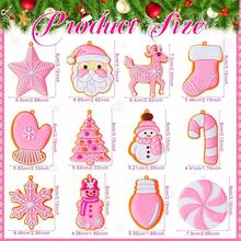 12/24/36 Pcs Pink Christmas Tree Ornaments Xmas Colorful Ball Peppermint Candy Gingerbread Snowflake Tree Decors Silicone Winter Gingerbread Hanging Decorations For Holiday Party Christmas Decoration - Pink - View 3