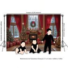 Horizontal Photographic Background For Photo Shoots Sublimated Fabric 3D Fireplace Garland Realistic Christmas Scene 2.20x1.50cm - FF-3261 - 查看 3