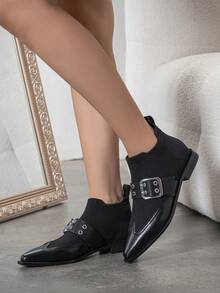 Giày bốt cổ ngắn thời trang nữ, bốt ngắn, bốt Chelsea, bốt, giày tiệc Giáng sinh - màu đen - Xem 11