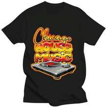 Chicago House Music Turntable Hot Graffiti Style T-Shirt. - màu đen - Xem 1