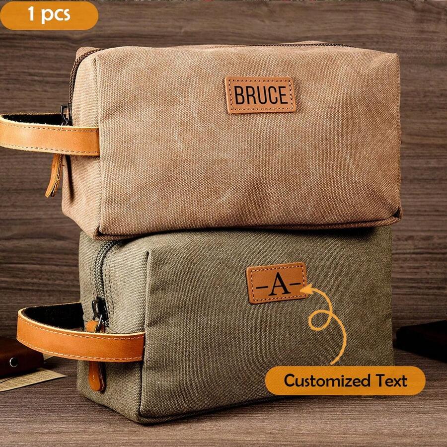 Laser Engraved Leather Travel Kit – Personalized Toiletry Bag For Anniversaries, Groomsmen, Or Him, Wedding Gifts, Best Man Gift