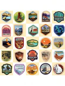 61 件国家公园和纪念碑贴纸套装 - 耐用乙烯基、自粘和防水贴花，具有鲜艳、细致的设计 - 非常适合笔记本电脑、瓶子、汽车、剪贴簿 - 彩色 - 查看 8