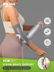 JINGBA SUPPORT 1pc Adjustable Elbow Support Brace With Straps - Compression Sleeve For Sports, Weightlifting And Daily Use, Unisex - Grey - View 1
