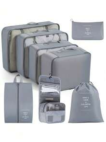 6/7/8/9pcs Travel Packing Cubes, Luggage Organizer Bags, Laundry Bag, Shoe Bag, Multi-Function Compression Packing Cubes, Lightweight Travel Luggage Organizer, Washable Nylon Material, Suitable For Students, Teachers, Travelers