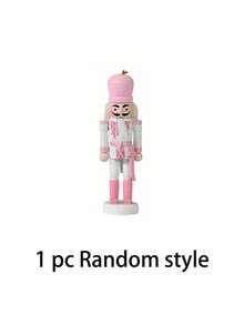 5pcs-13cm/5.11in Pink Walnut Soldier Pendant Nutcrackers Hanging Ornament Figures - Christmas Mini Wooden King And Soldier Nutcracker Christmas Tree Decorations
