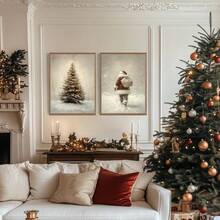 2 pezzi Stampe su tela di arte murale natalizia vintage, stampe neutre, dipinti di Babbo Natale e albero di Natale, poster per decorazioni invernali e natalizie per soggiorno, camera da letto, stile fattoria, regalo per lei, senza cornice, decorazioni natalizie, decorazioni albero di Natale, decorazioni regalo di Natale, decorazioni Ringraziamento, matrimonio, decorazioni per la casa, decorazioni autunnali, decorazioni per compleanni, forniture per feste, decorazioni per vacanze e festival interni, decorazioni Ognissanti, decorazioni murali, ornamenti Ognissanti - Multicolore - Visualizzare 1