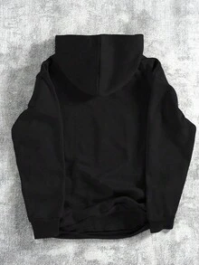 Y2K Style Men's Autumn And Winter Collection - Slogan Exaggerated Teeth - Pattern Printed Casual Hoodie, Plush Hoodie For Warmth And Comfort, Machine Washable, Local Warehouse, Suitable For Back To School, Street, Outdoor Sports Wear - 黑色 - 查看 2