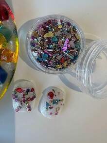 1/2pcs Pearlescent Jewelry Box Niche Manicure Design Materials, Colorful Crushed Stones, Nail Charms, Charms, Nail Accessories, Nail Parts, Components, Nail Supplies