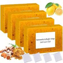 Lemon Turmeric Kojic Soap,Alcohol-Soothing Soap! Richly Foaming Handmade Soap, With Turmeric Essential Oil To Nurture And Protect The Skin Barrier