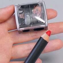 1Pc Double Hole Makeup & Art Pencil Sharpener - Manual Precision Pointed Design, No Battery/Power Required, Portable Eyeliner, Lip Line, Lipstick & Makeup Pencil Sharpener (Travel Friendly, Durable), Compact Design, Reliable Performance, Essential For Beauty Lovers