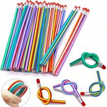 20 pièces Crayons flexibles et pliables amusants, crayons rayés souples et colorés avec gommes, cadeaux et décorations de fête (pour usage adulte uniquement)