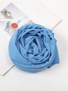 2pcs Women's Scarf And Cap Set For Daily Wear, Hijab Combo For Month And Abaya, Elastic Cap For Chiffon Scarf, Casual Outfit Accessories Women - Baby Blue - View 9