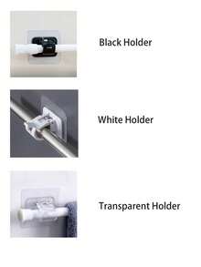1 szt. Regulowany uchwyt na drążek do zasłon prysznicowych bez wiercenia, ścienny wieszak na zasłony, uchwyt na ręczniki, odpowiedni do łazienki, kuchni, sypialni, salonu, dekoracji świątecznych - Biały - Zobacz 8