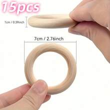 20 件天然木环,用于工艺品、DIY 花边环、无漆木环、吊坠连接器 55 毫米/2.2 英寸 - 卡其色 - 查看 18