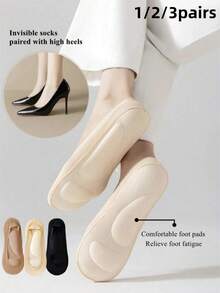 1/3 đôi tất dành cho phụ nữ đi làm và đi chơi với giày cao gót, tất thoáng khí trong suốt, tất đi thuyền dành cho phụ nữ không bị tuột khỏi gót chân và tất giúp giảm mỏi chân. Tất cỡ lớn - Nhiều màu - Xem 22