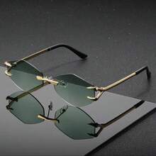 1pc Polygon Frameless Glasses, Elegant High-End Design, Essential For People - Multicolor - View 10