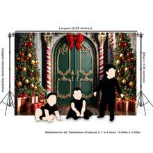 Horizontal Photographic Background For Photo Shoots Sublimated Fabric 3D Fireplace Garland Realistic Christmas Scene 2.20x1.50cm - FF-3257 - 查看 3