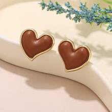 1 Pair Fashionable Colorful Painting Series Spiral Textured Metal Design Earrings, Women's Holiday Gift