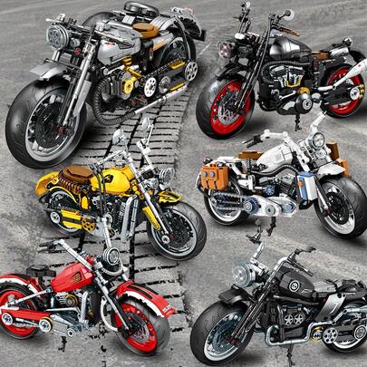 Modelo de bloques de construcción de motocicleta clásica de alta tecnología, juguete de ladrillos de carreras de ciudad de moto para decoración de escritorio de adultos, regalo de Navidad