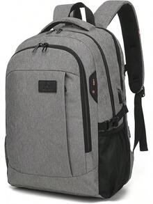 Mochila para portátil, mochila de 15.6 pulgadas, mochila impermeable antirrobo con puerto de carga USB y puerto para auriculares, unisex - gris - Ver 10