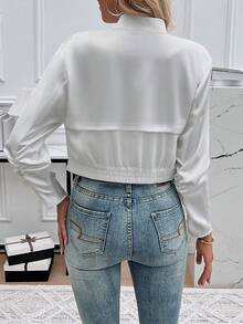 Short Waist Cinched Women's Autumn And Winter Zipper Jacket, Fashionable And Casual