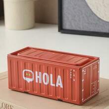 Contenedor de metal mini de 11,5 cm de largo, caja de almacenamiento de estilo industrial retro para oficina, organizador de hogar creativo