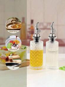 1 个 6.5 盎司（200 毫升）小型玻璃橄榄油分配瓶，带银色金属喷嘴的简易咖啡糖浆瓶，适用于厨房油醋瓶 - 多色 - 查看 2