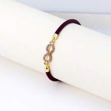 1 件微型镶嵌锆石镀金无限手链，配红绳，情人节或母亲节的幸运礼物