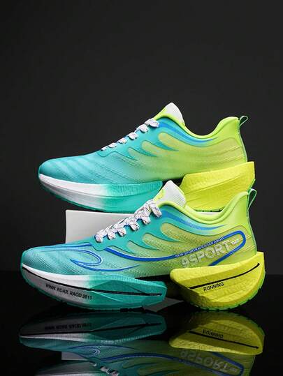 Ultra-Light Carbon Board Running Shoes For Men, Sports Racing Sneakers With Rebound, Lightweight, Comfortable, Shock Absorbing, Breathable Popcorn Design