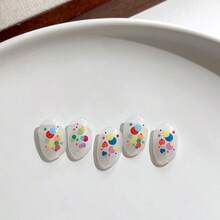 Reusable Self-Adhesive Nail Stickers - Shimmery Moire Fantasy Space Theme, Cartoon Colorful Balloons Dot Design, Unscented, For Women, Festival Celebration - 彩色 - 查看 6