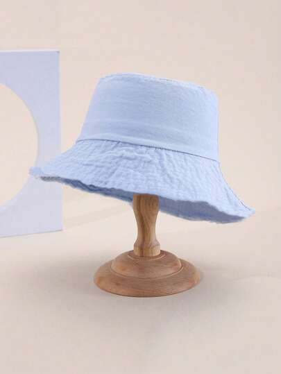 1 Stück unisex Einfarbiger Fischerhut mit ausgefranstem Rand, geeignet für tägliche Wege und Outdoor-Tragen