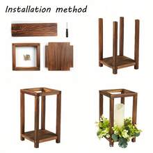 1 pieza/3 piezas Juego de portavelas de madera natural de estilo moderno y rústico - Elegante decoración de mesa cuadrada de estilo rústico con niveles desmontables, construcción de madera de pino resistente, adecuado para bodas, hogar, jardín - Portavelas de grano de madera marrón oscuro, regalo ideal y centro de mesa, diseño modular para uso versátil, base estable y diseño de parte superior abierta para velas y florales, perfecto para exhibición de mesa, decoración de portavelas de madera, portavelas para centros de mesa, velas de té