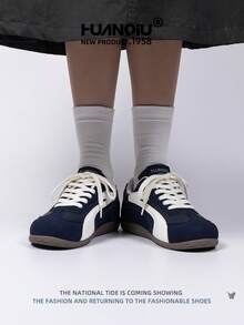 HUANQIU 2025 New Women's Shoes, Women's Shoes, Skateboard Shoes, A Pair Of Fashionable Casual Breathable Office Outdoor Sports Shoes, Multifunctional, Lightweight And Comfortable German Shoes, Racing Shoes, Casual Shoes, Running Shoes, Navy Blue Four Seasons Shoes - Navy Blue - View 7