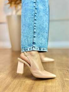 Open Toe Pumps With 7.5cm Block Heels By Angela Galvão - Napa Rosado - Xem 3