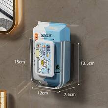 1pc Wall-Mounted Tissue Box, Wet Wipes Storage Box, Acrylic Tissue Box Holder With Adhesive Stickers Suitable For Living Room, Kitchen, Bathroom And Toilet